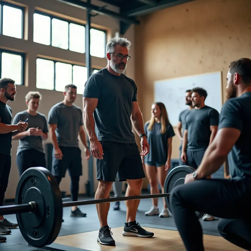 Hombre levantando pesas en una barra durante un entrenamiento de fuerza.