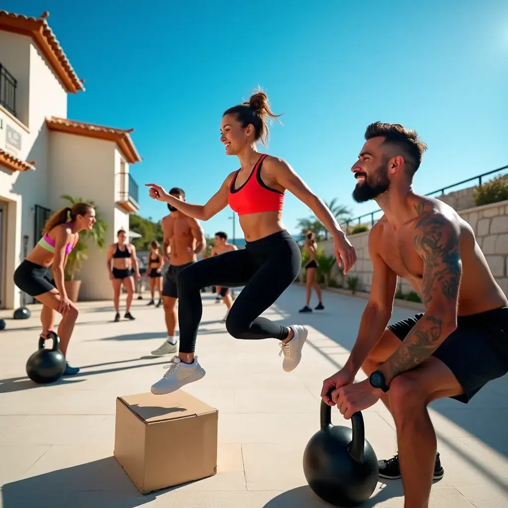 Entrenador personalizando un programa de musculación para un cliente.