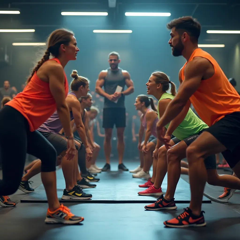 Hombre demostrando un movimiento de press militar con barra.