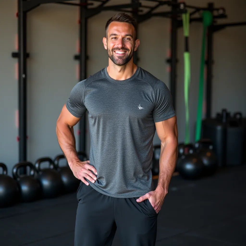 Entrenador animando a un atleta mientras levanta una barra pesada.